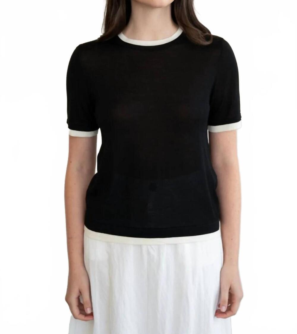 NEW ELLE GREY contrast short sleeve tee in black